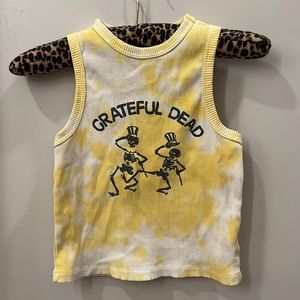 Grateful Dead Yellow Tie Dye Crop Racer Neck Tank